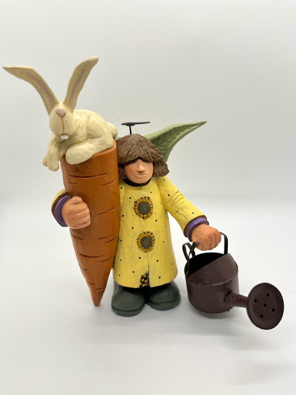 Williraye Studio Miracle Growth Garden Angel Figurine with Carrot and Bunny